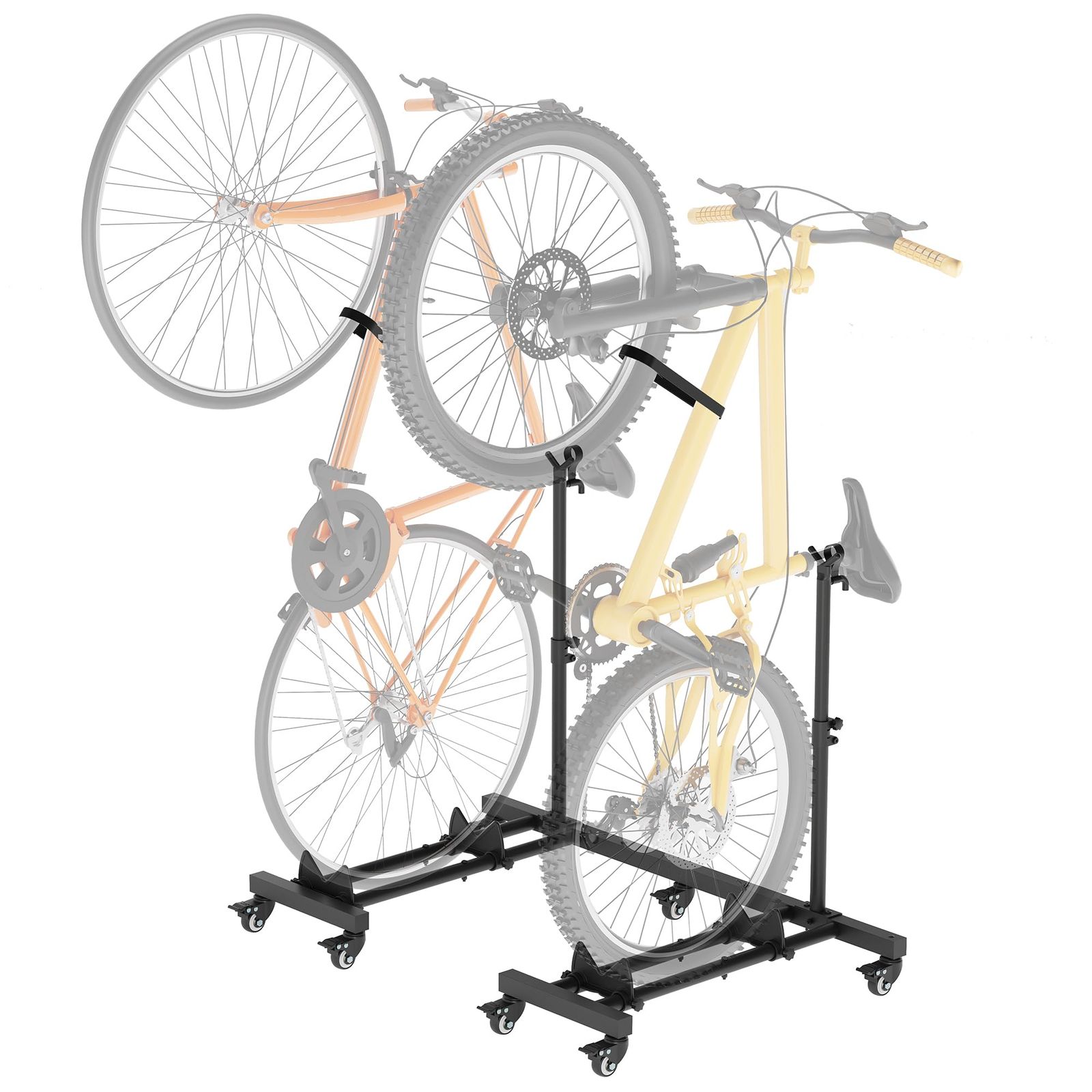 Sttoraboks 自転車スタンド 2台用 縦置き 横置き 両用 サイクルラック 省スペース 自転車ラック 高さ調節可能 キャスター付き タイヤ幅最大4インチ 24?29インチ対応 耐荷重60kg ロードバイク クロスバイク マウンテンバイ c4c4ffb4