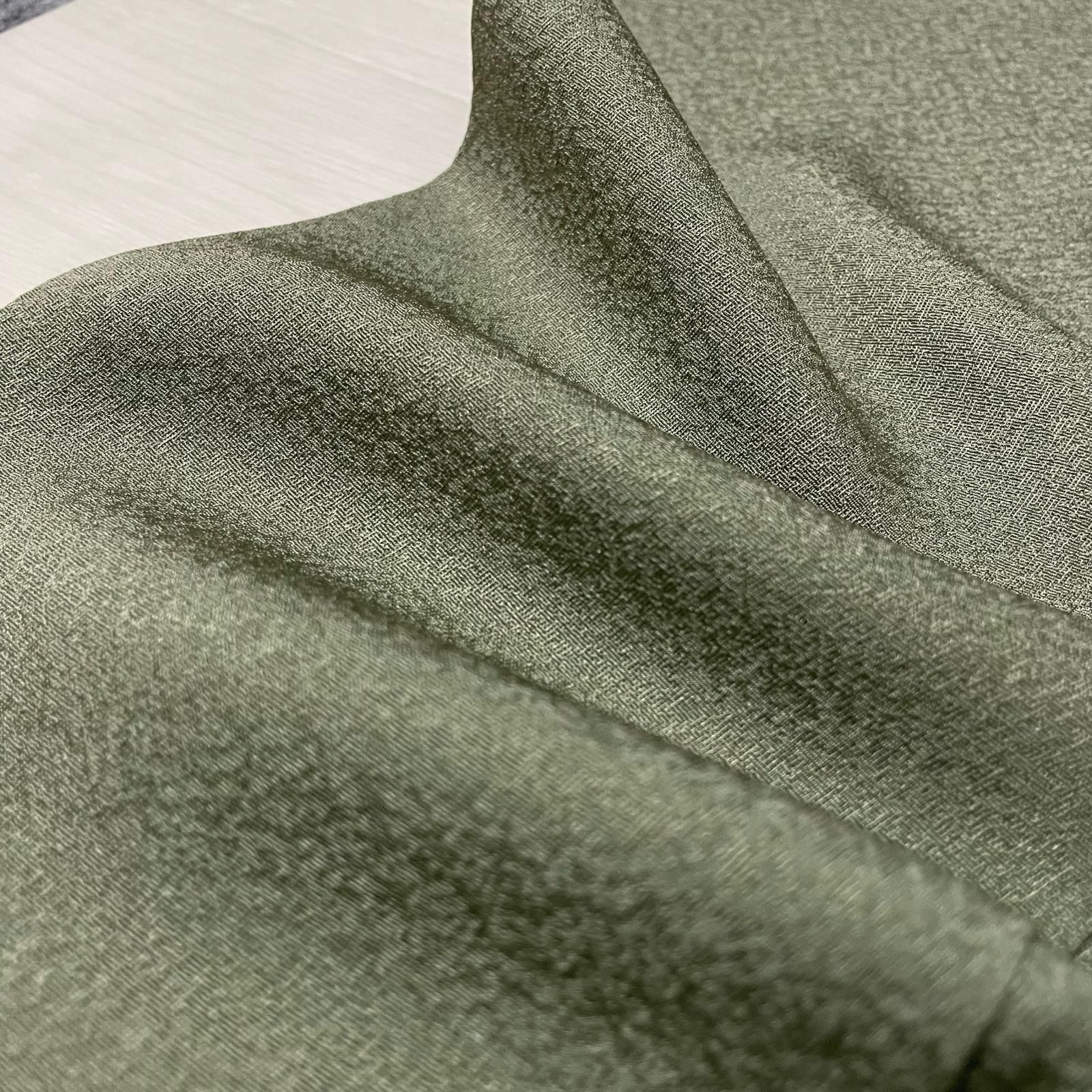 色無地 裄66. トールサイズ 上品な抹茶色 着物 正絹 一つ紋 X-1342