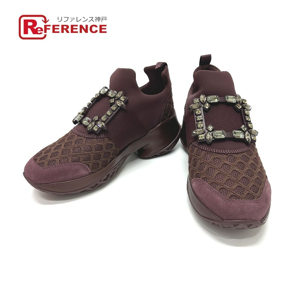 ROGER VIVIER ロジェヴィヴィエ スニーカー ヴィヴラン ファブリッククリスタル RVW50624180Ｔ5 キャンバス ダークレッド ブラウン 59,730円