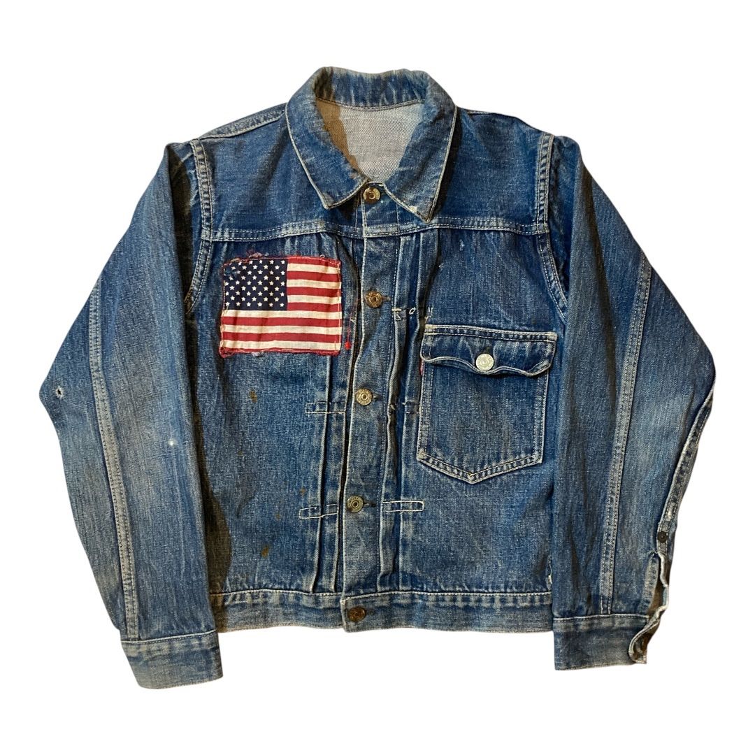 〜50 LEVIS 506XX 1st denim jacket/ 〜50年代製 ファースト デニムジャケット 片面タブ ビッグE 針シンチ　【F353】