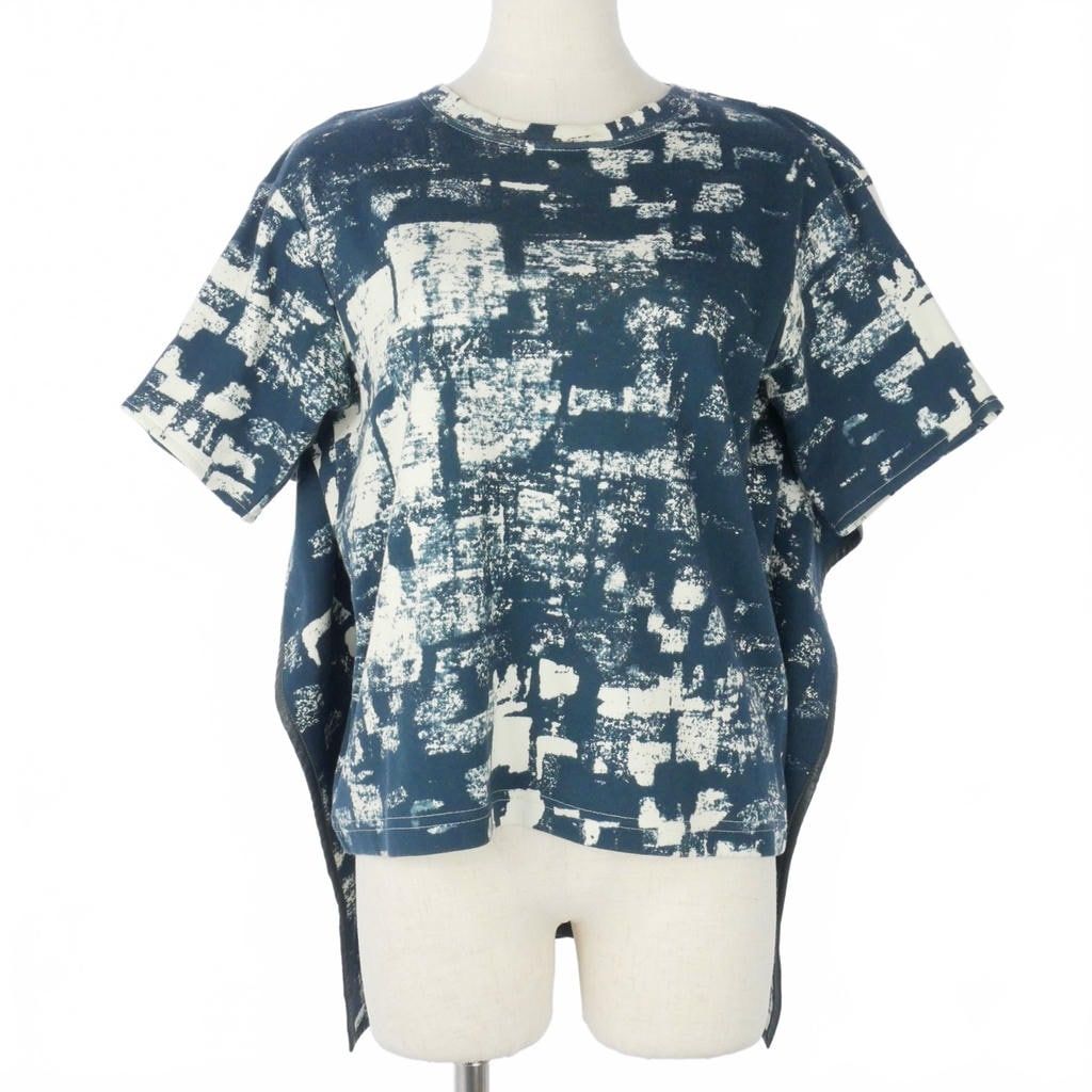 セリーヌ CELINE フィービー期 プリント レイヤード Tシャツ カットソー 半袖 S 青 ブルー 白 ホワイト