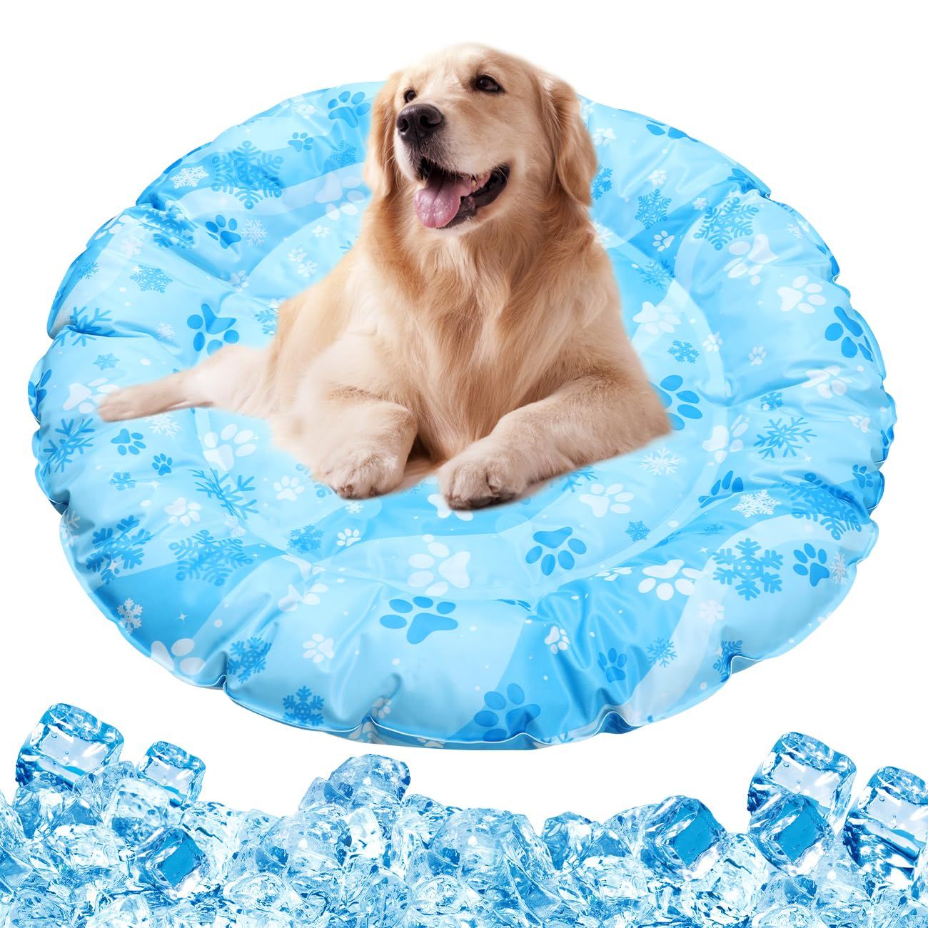 Sazuik ペット ひんやりマット 犬 猫 冷却マット 円形 直径72cm ペット用 クールマット 涼しい 熱中症 熱さ対策 接触冷感 防水 耐噛み 丸型 冷感シート 洗える 無害ジュル 猫 中型 大型犬 ウサギ 対応 人間ペット兼用 ひん 6d8184d1