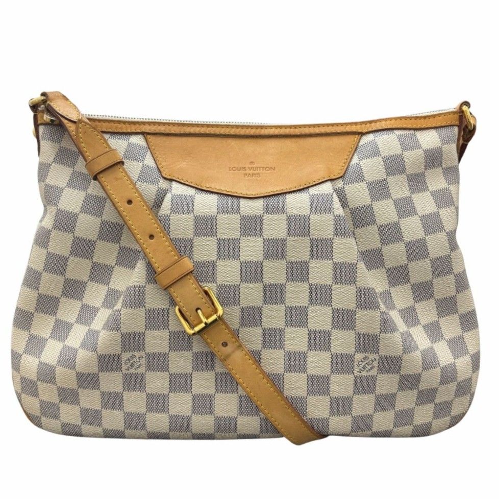 ルイヴィトン ダミエアズール シラクーサMM N41112 ゴールド金具 ホワイト PVC レザー レディース ショルダーバッグ LOUIS VUITTON