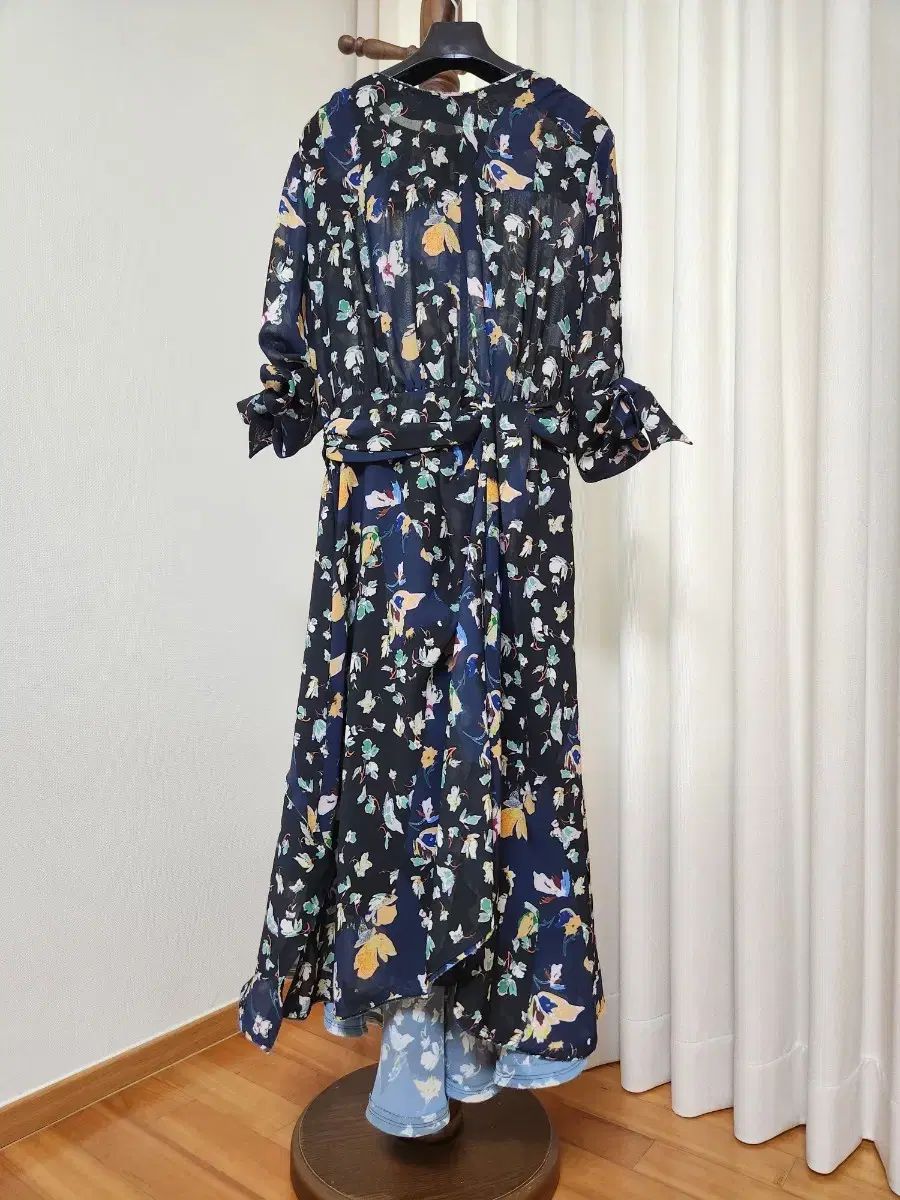 The HANDSOME 正規品 TIME シフォン フラワー パータン ベルト付き Long ONE PIECE