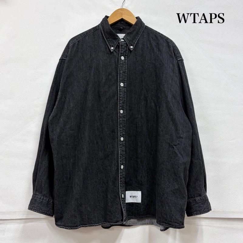 ダブルタップス 23AW ブラックデニム ボタンダウン 長袖 シャツ ロゴ ダブルタップス 23AW ブラックデニム ボタンダウン 長袖 シャツ ロゴ
