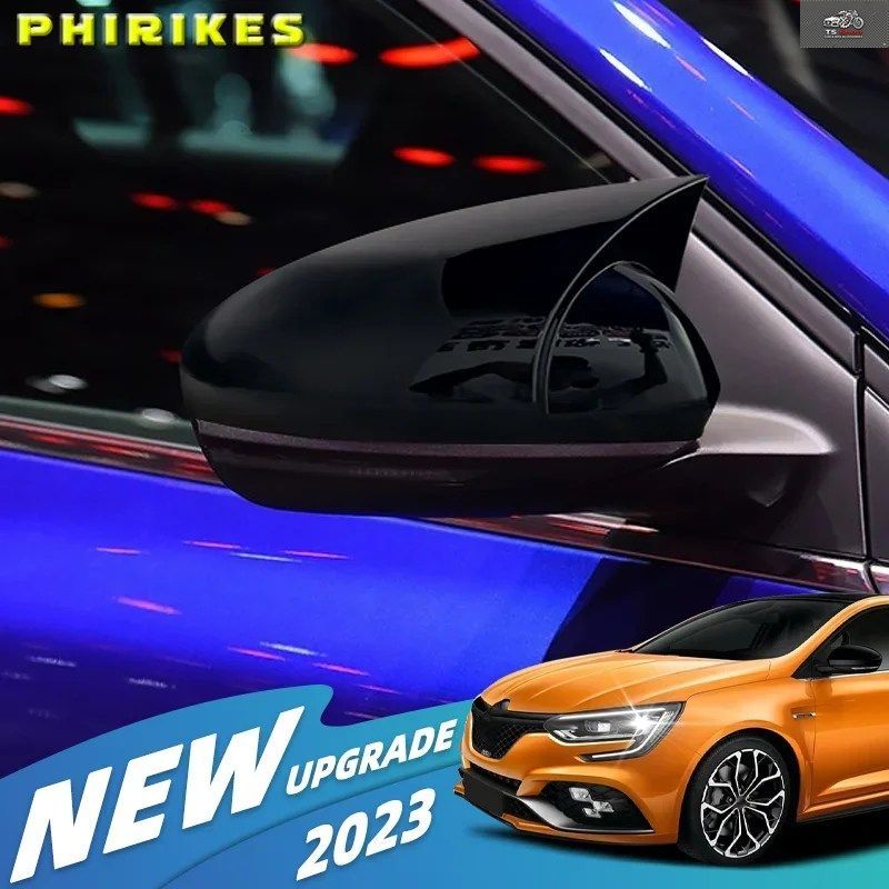 ルノー メガーヌ 4 MK4 2ピース ABS樹脂製バットウィングミラーカバーキャップ ミラーケースカバー 光沢仕上げ