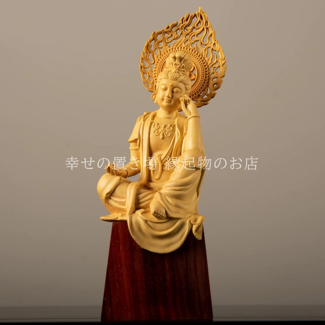 観音菩薩 置物 オブジェ インテリア オブジェ 神 神様 仏 仏像 木製 ツゲ 木彫 幸運 長寿 縁起物 魔除け 厄除 開運 幸運 財運 金運 安産祈願 無病息災 子宝 健康運 リビング