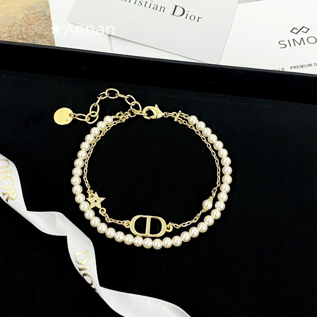 極美品 新品 CHRISTIAN DIOR クリスチャン ディオール ブレスレット バングル リストバンド レディース 結婚式 卒業式 清楚 イベント 入学式