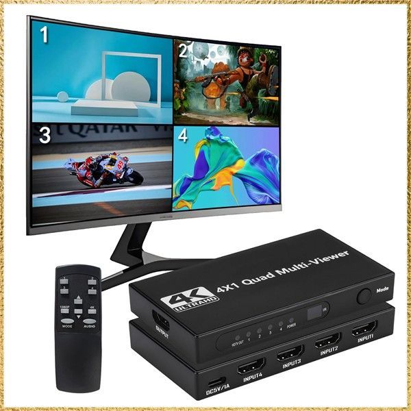 ☆彡送料無料でお届け☆彡HDMI 画面分割器 4x1 4K@30Hz HDMI 画面分割器 4入力1出力 hdmi画面分割切替器 画面切り替え器 1080P ４画面同時表示 クアッドマルチビューアー DVD/ゲーム機/PS3/PS4 Pro/Xbox監視用リモ