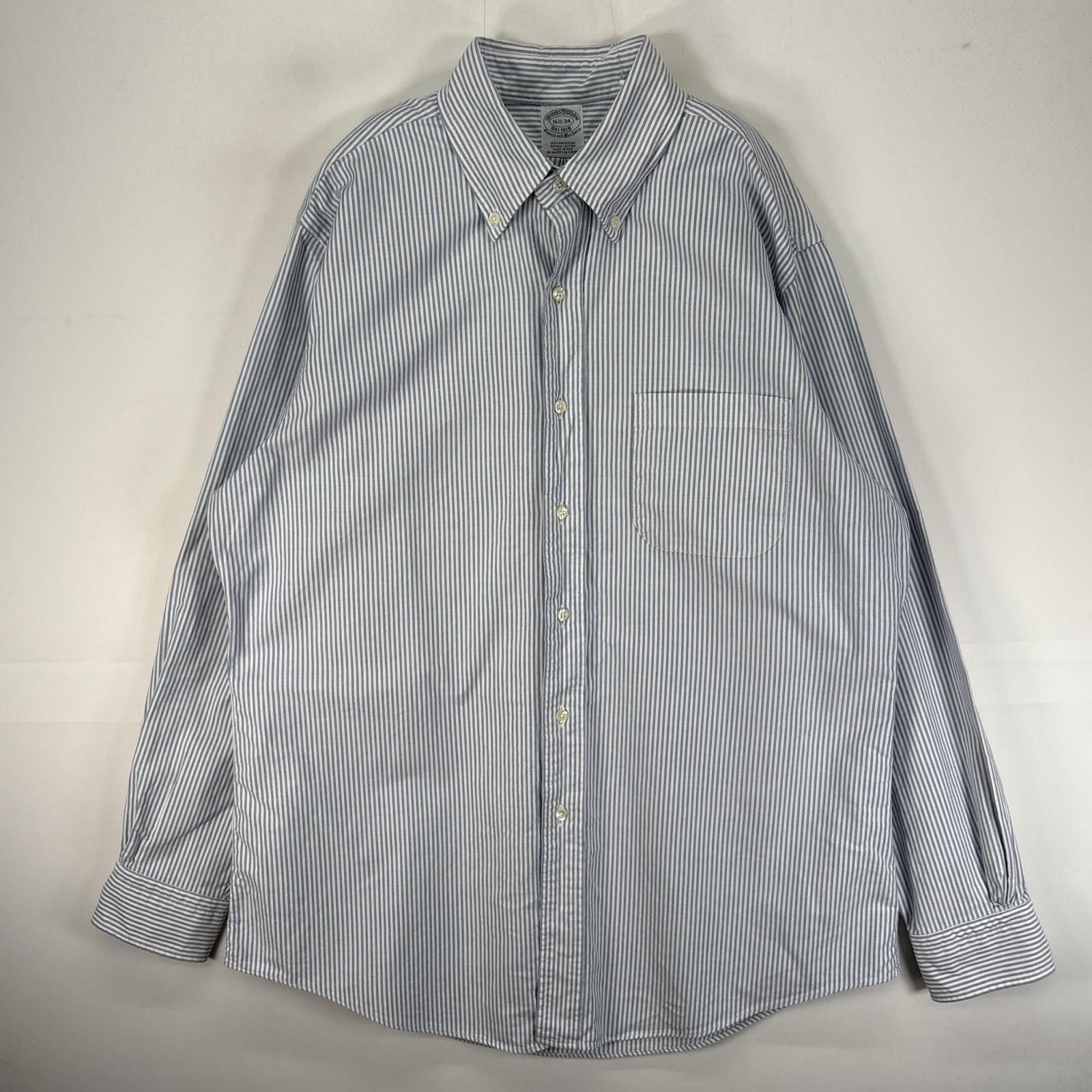 古着 ブルックスブラザーズ Brooks Brothers 長袖シャツ ボタンダウン USA製 L ブルー系 ストライプ メンズ