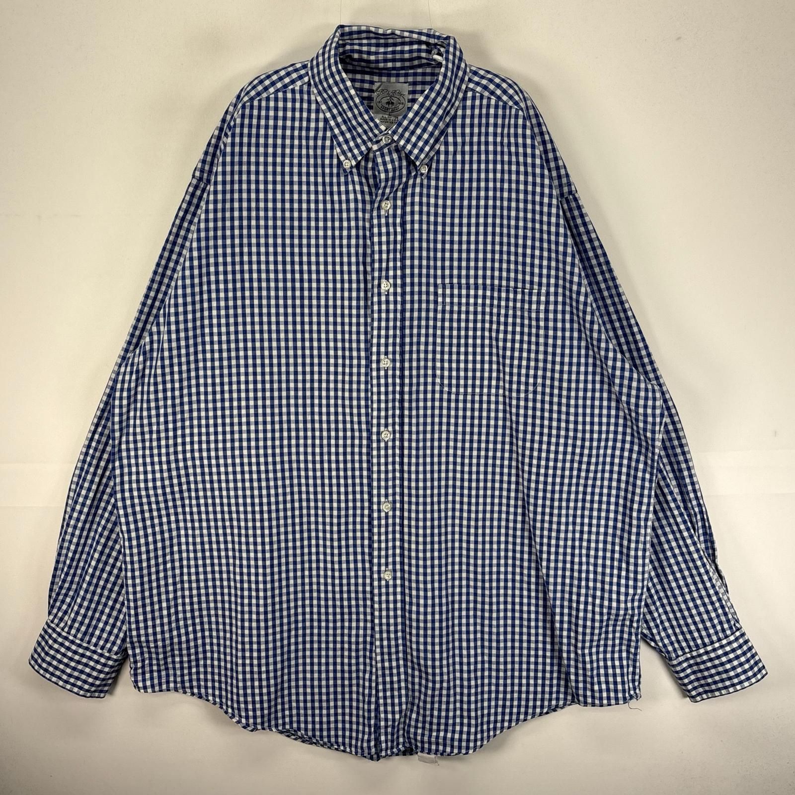古着 ブルックスブラザーズ Brooks Brothers 長袖シャツ ボタンダウン 胸ポケット L ブルー系 チェック メンズ