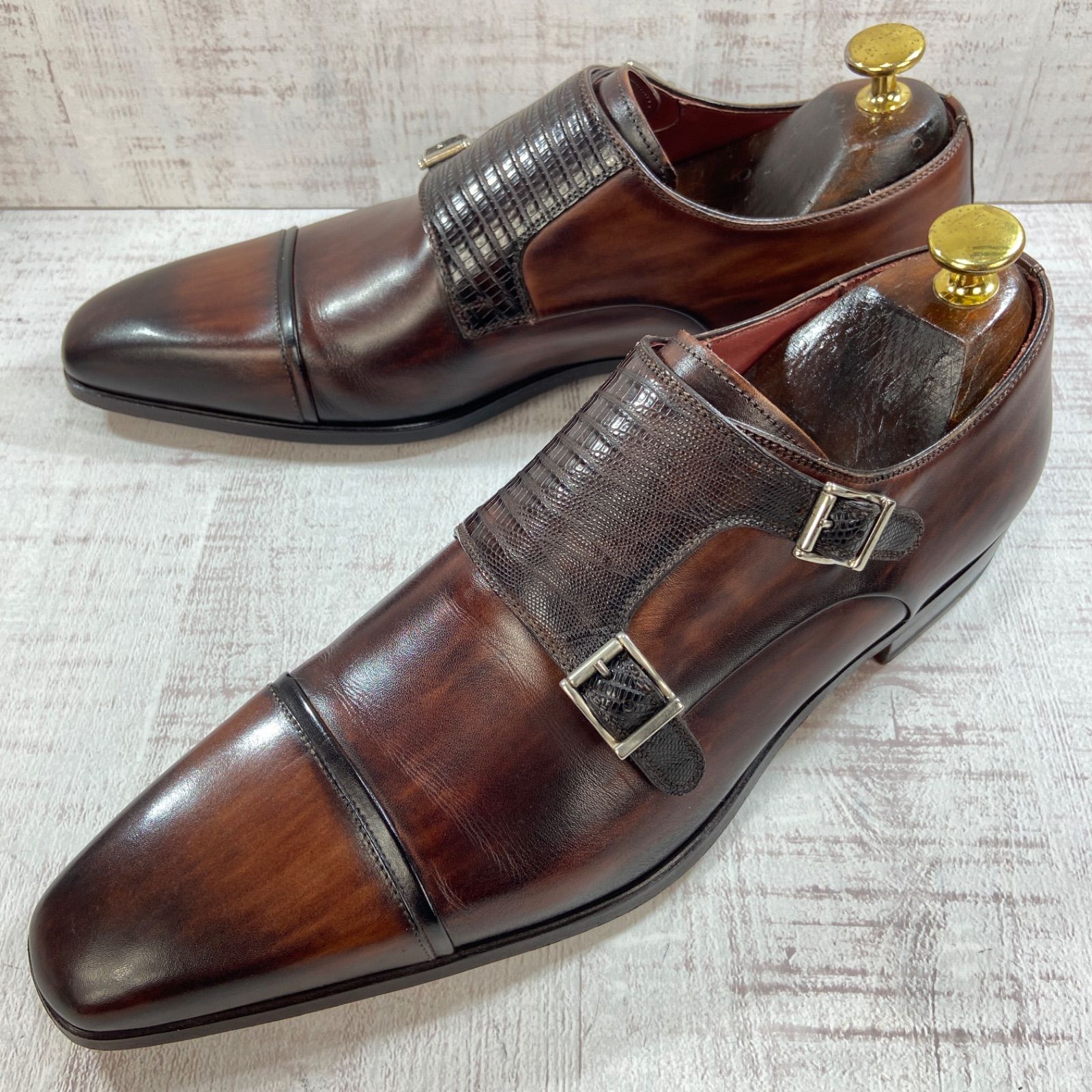 MAGNANNI マグナーニ ダブルモンクストラップ 26.0cm ブラウン