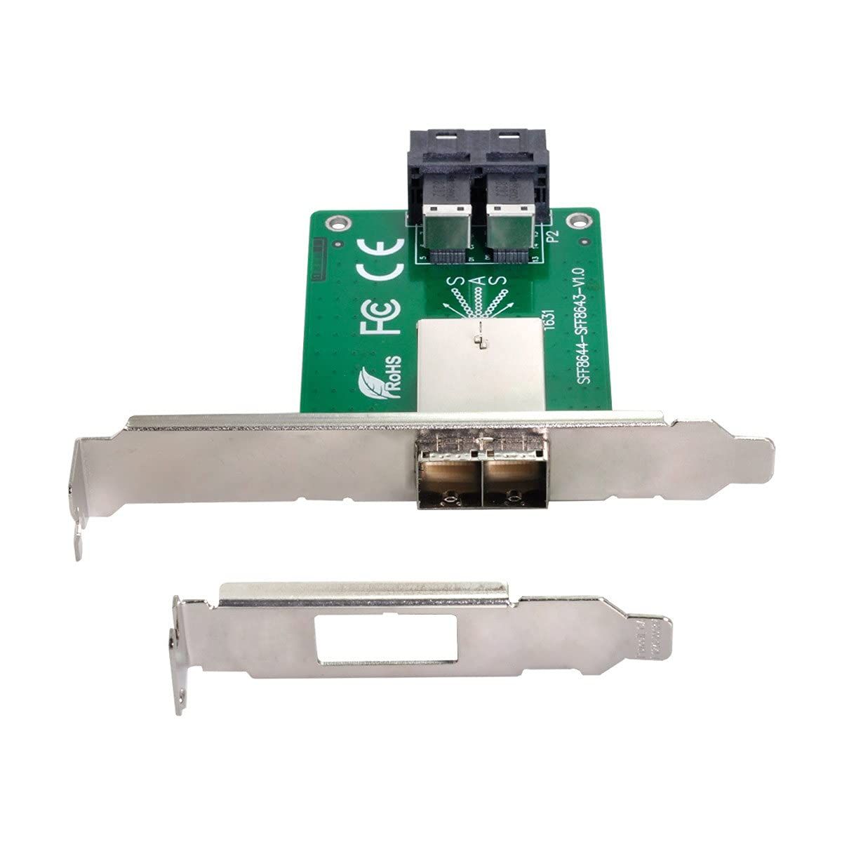 chenyang デュアルポート Mini SAS HD SFF-8644 - 内蔵SAS HD SFF-8643 PCBA メスアダプター 薄型ブラケット付き