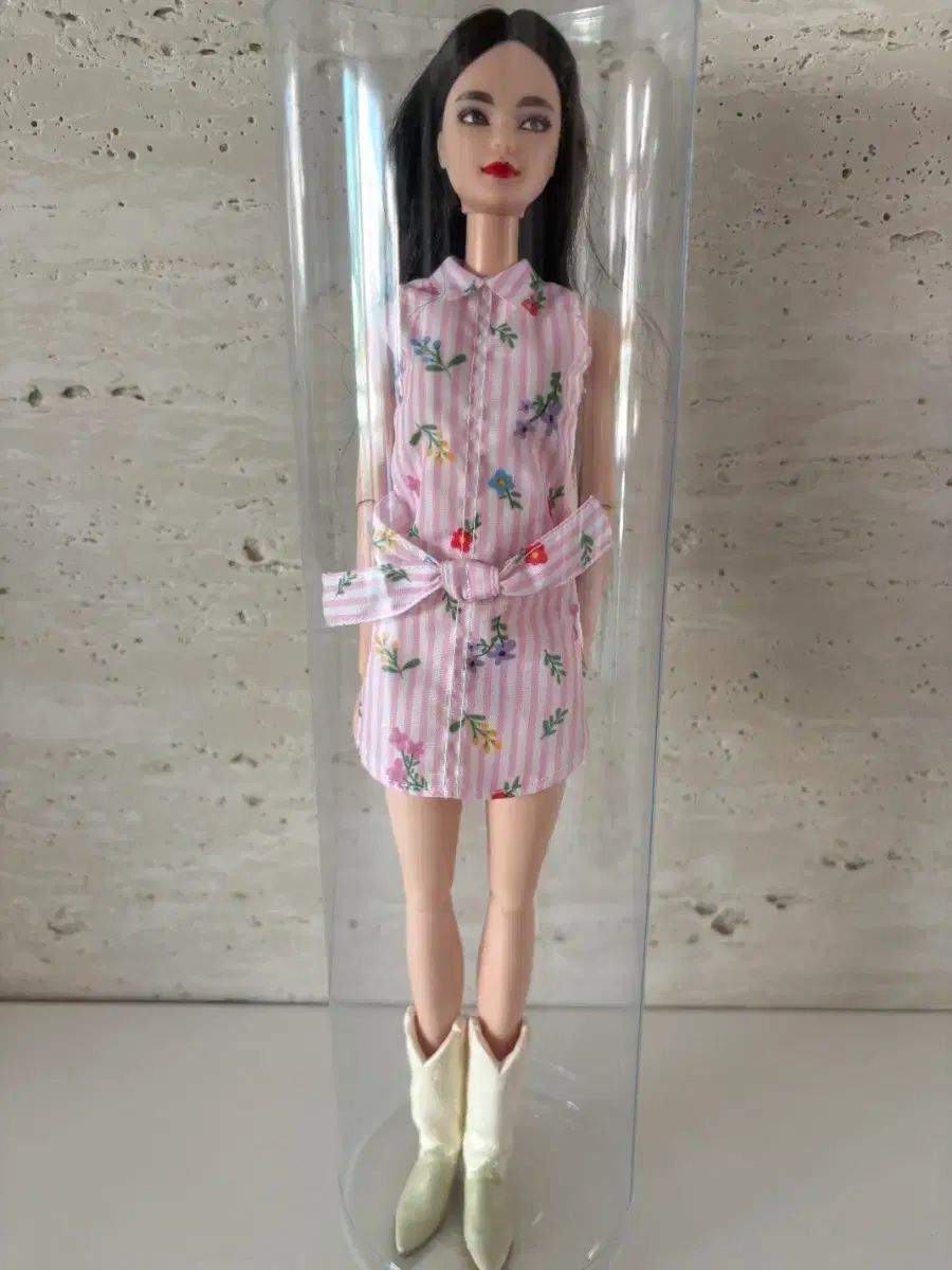 バービー ぬいぐるみ ピンク ストライプ 花柄 ワンピース + ブーツ