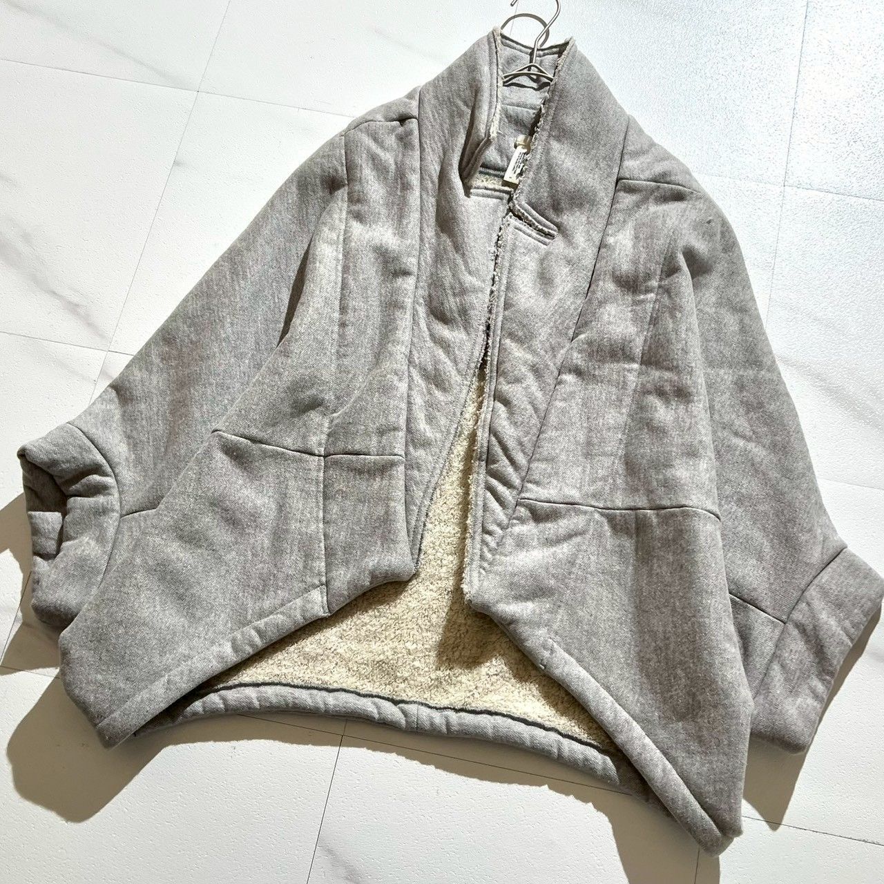 希少✨️ヨウジヤマモト系列 Limi feu リミフゥ 変形ポンチョジャケット ドロップショルダー ドルマンスリーブ YOHJI YAMAMOTO グレー 羽織り カーディガンコットン ウール