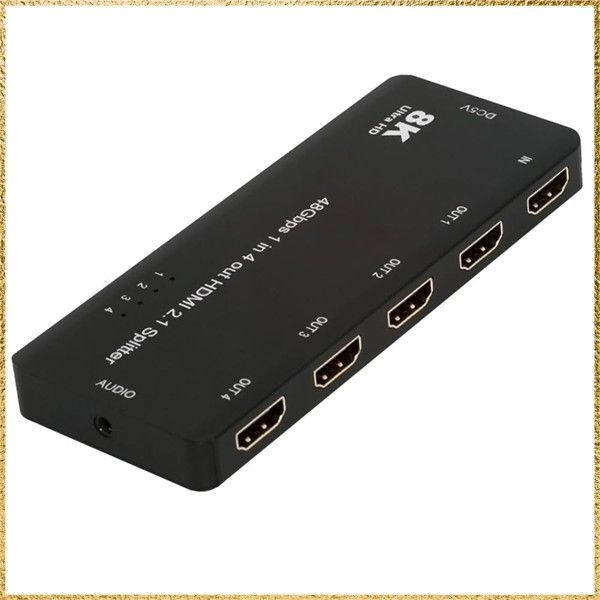 ☆彡送料無料でお届け☆彡HDMI 1 to 4 HUB Cablecc 4ポート 8K@60Hz 4K@120Hz HDMI 2.1 スプリッター 1入力信号を4出力画面に分配、3.5mmオーディオ対応 HDCPスタック接続対応 PS5対応
