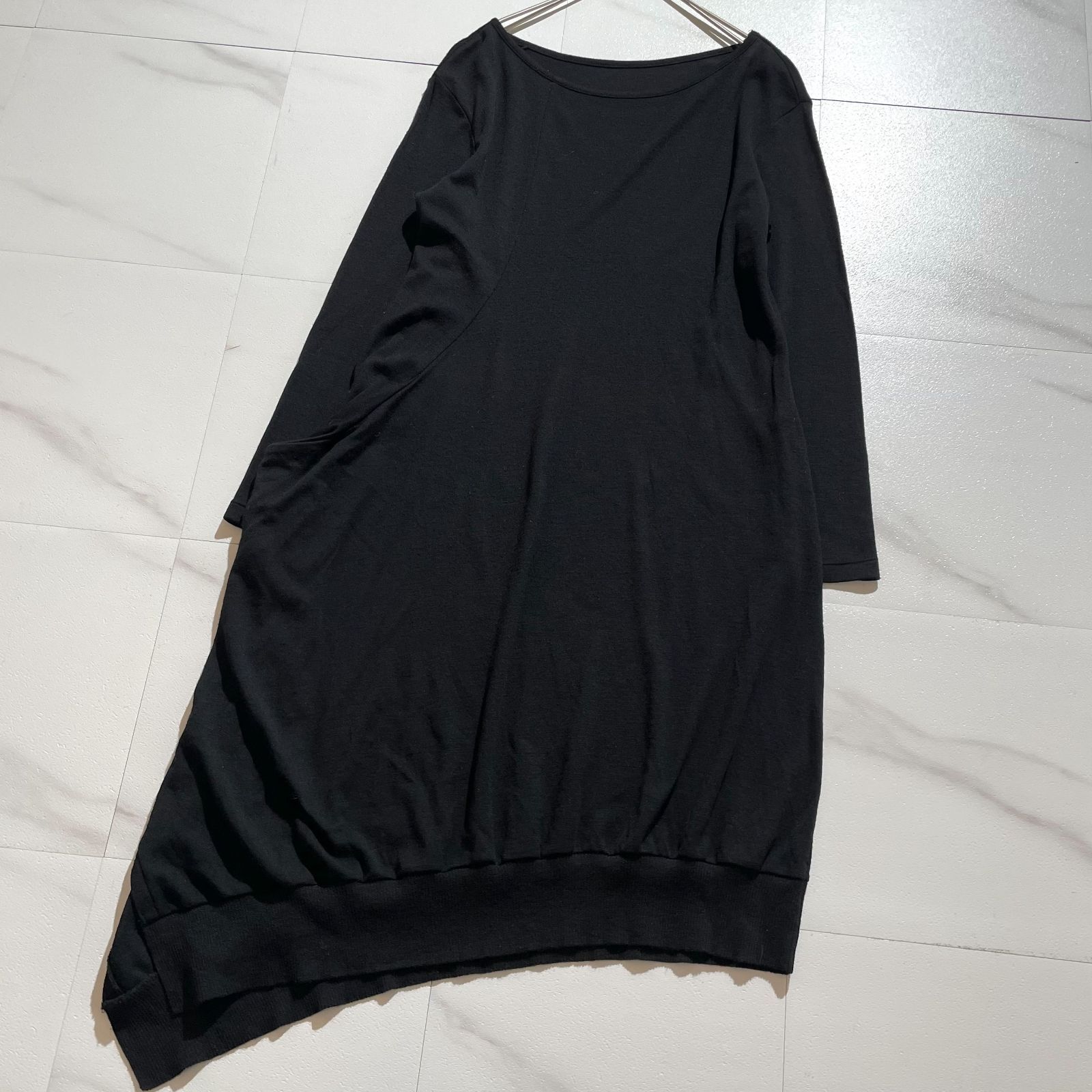 希少✨Y's ワイズ YOHJI YAMAMOTO ヨウジヤマモト アシンメトリー変形ニットワンピース ブラック 黒 ウール 100%