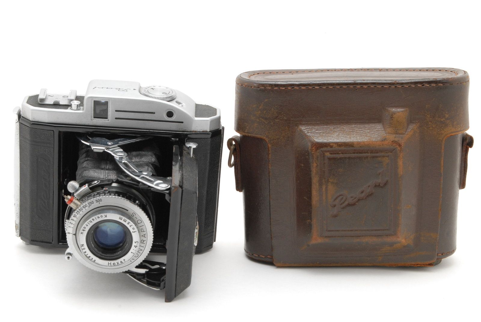 超レア 初期モデル【良品 保障付 動作確認済】Konica コニカ Pearl I RS 中判フィルム 蛇腹カメラ Hexar ヘキサ― 75mm f4.5 レンズ #V2723