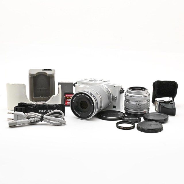 ＜良品＞ OLYMPUS PEN Lite E-PL6 ダブルズームキット ホワイト｜ミラーレス一眼｜シャッター数8,307枚｜動作良好｜手ブレ補正正常｜レンズプロテクター付属