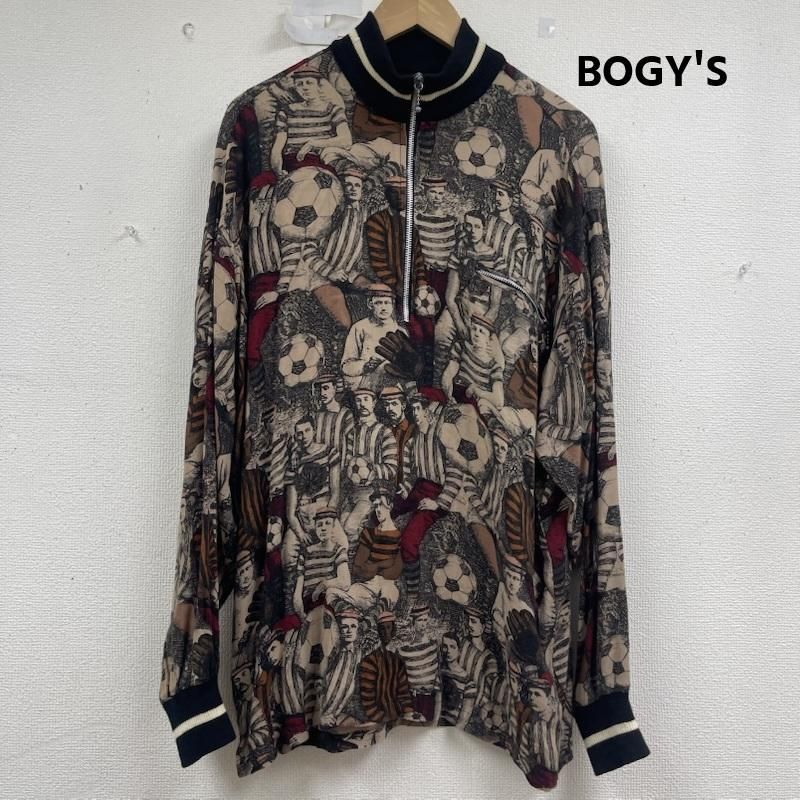古着 BOGY'S 総柄 サッカー柄 ハーフジップ レトロ シャツ メンズ 表記無し ISItems【USED】【古着】【中古】50158798