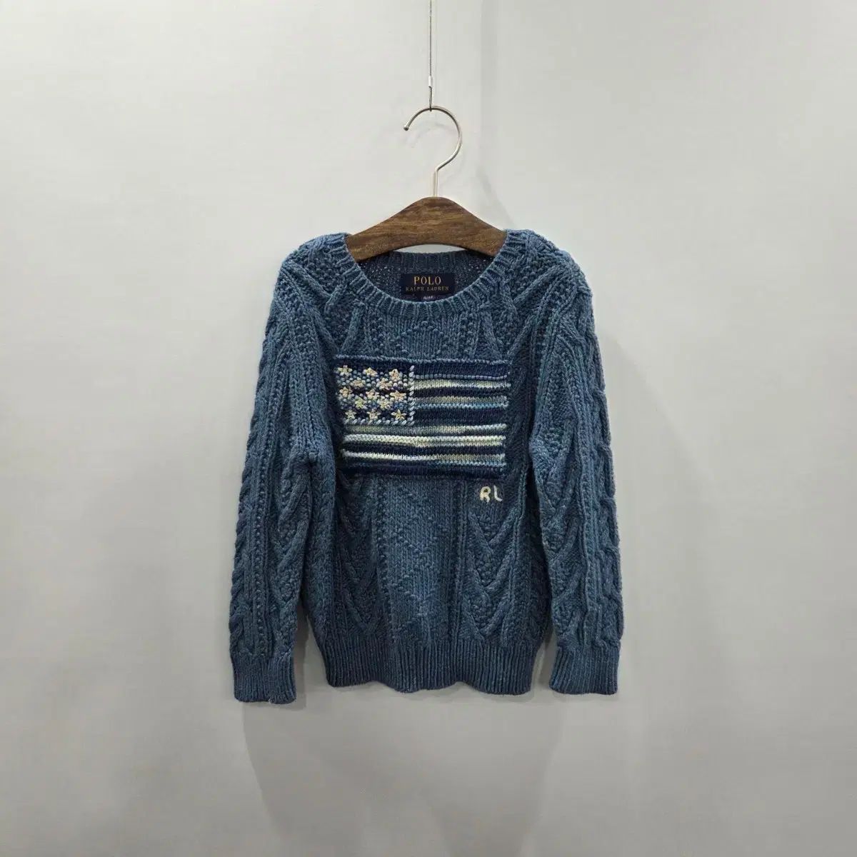 ポロラルフローレン キッズ 星条旗 アランケーブル ニット 4T
