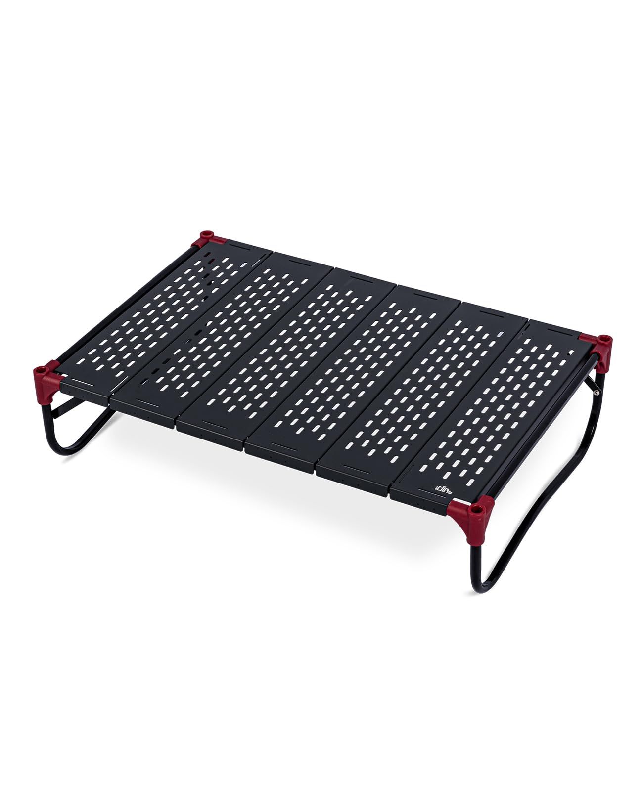 【iClimb （アィクライム）】キャンプアルミローテーブル ★テーブル天板広い62X42cm 天板中空デザイン ★デスクトップ無限連結拡大・ファミリー多人数対応可能 1.54kg超軽量 コンパクト 防水 耐熱 耐腐食（XL‐Black‐Lo 03264cab
