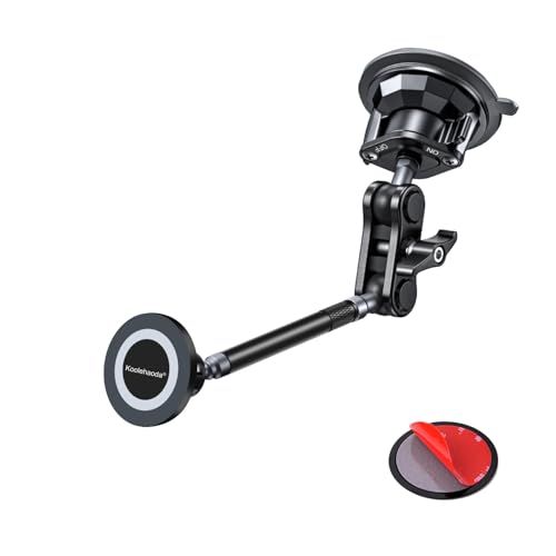 Koolehaoda スマホホルダー 車 マグネット【真空ゲル吸盤+磁力の最強コンビ】 車 スマホスタンド 安定性 Magsafe対応 高級アルミニウム合金素材 超 カー用品 車載スマホホルダー 多角度自由調節 360°回転 片手操作 1秒で 5f55a0a7