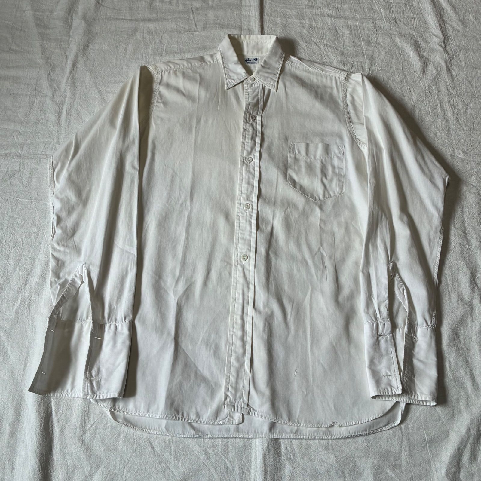 60s Boyville Sears 長袖シャツ ワイシャツ ホワイト マチ付 ボロ
