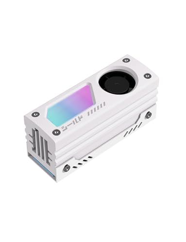EZDIY-FAB シールド ARGB M.2 2280 SSD ヒートシンク 内蔵 20mm PWM 高速ファン、高性能冷却、アルミニウム製、5V 3Pin ARGB Sync対応、静音設計、効率的な放熱循環、過熱対策、簡単取付、自作PC向 8e6bb557