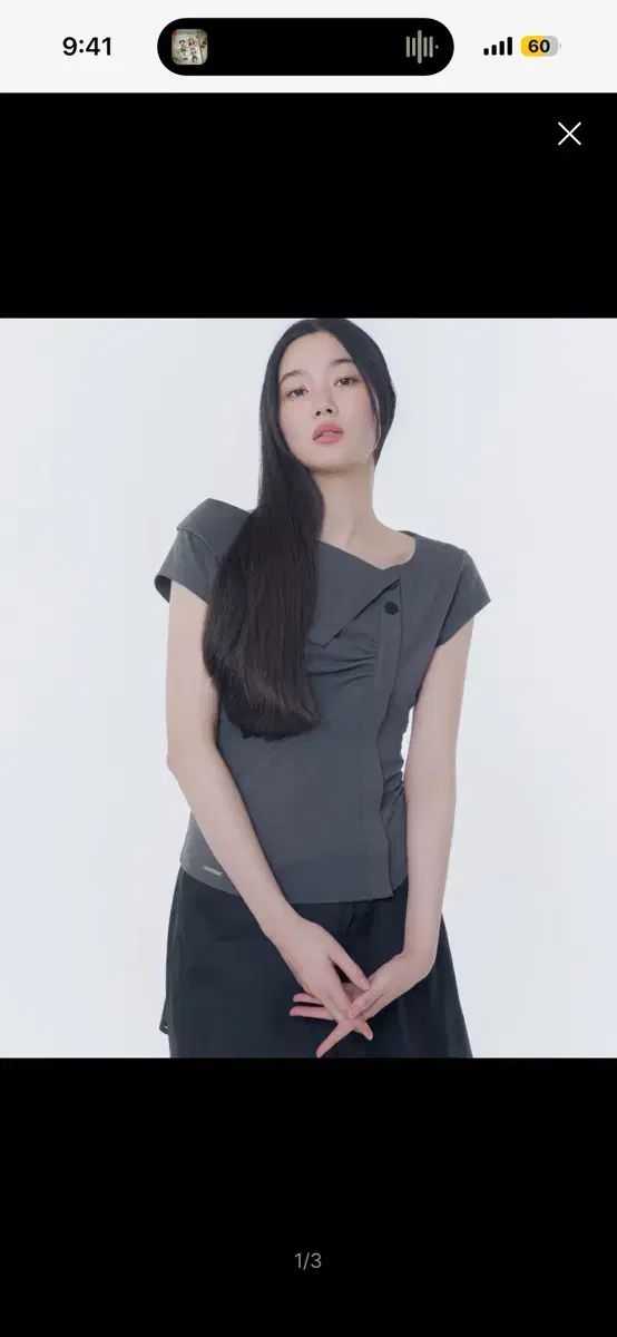 ミセキ ソウル フォールディング シャーリングトップス チャコール shirring top