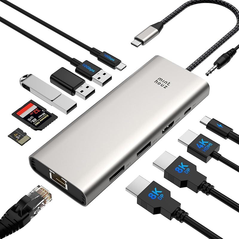 【新品】 usb ドッキングステーション type-c ハブ hdmi 拡張 usb-c hub ドッキングステーション 3画面出力 マルチモニター hdmi マルチディスプレイ 3画面 thunderbolt ハブ HDMI+2*DP 8K/4K@144 1