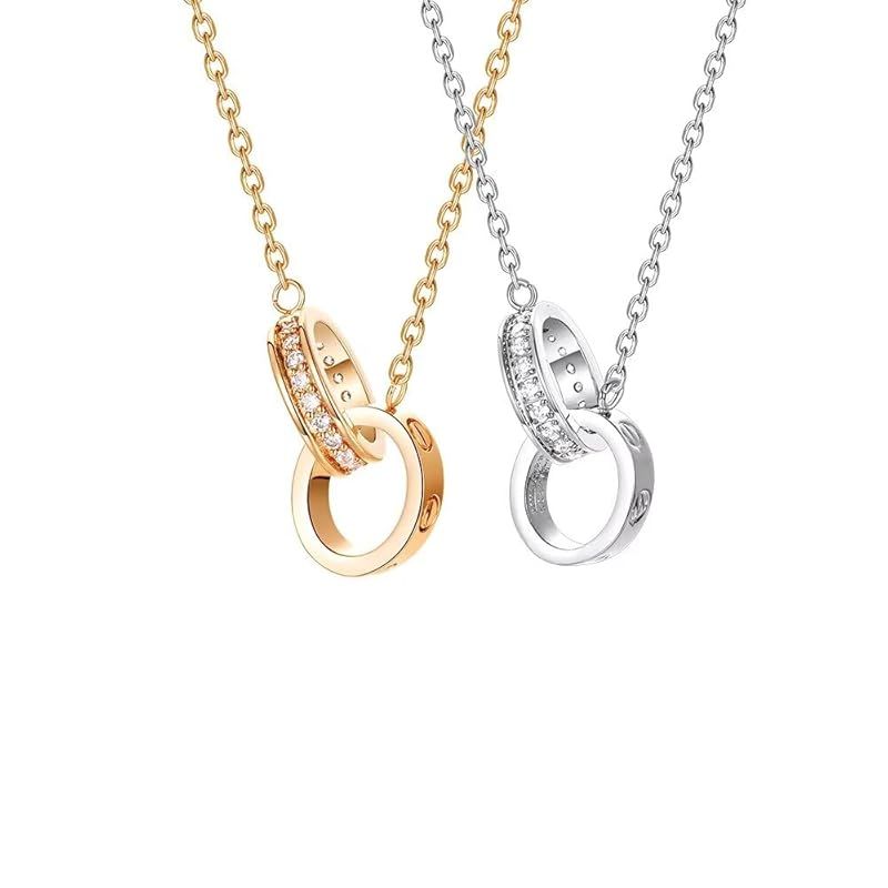 【新品】 [JUDYの秘密] ペアネックレス リング カップル 2個セット シルバー ジルコニア メンズ レディース オシャレ 男女ペア