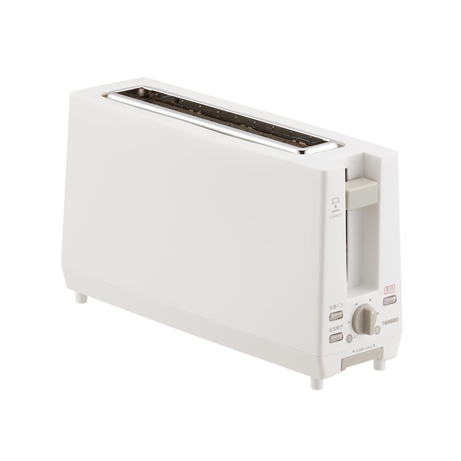 TWINBIRD(ツインバード) トースター ポップアップトースター 2枚焼き 縦型 小型 薄型11cm ポップアップ 4枚切り対応 コンパクト 焼き色無段階調節 冷凍パンモード搭載 ホワイト TS-D404W★m 12c66308