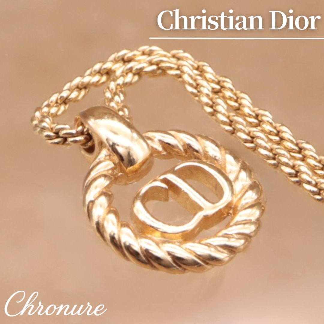 クリスチャンディオール Christian Dior ネックレス ロゴ ツイスト ゴールド メッキ アクセサリー ジュエリー ファッション ヴィンテージ CH354 13,860円