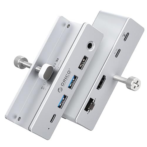 ORICO USB C ハブ クランプ 固定 8-IN-1 ドッキングステーション 10Gbps 高速転送 HDMI 4K@60Hz ギガビットイーサネット PD100W パススルー充電 3.5mm AUX アルミ クリップ式 Windo(沖縄・離島の方不可)