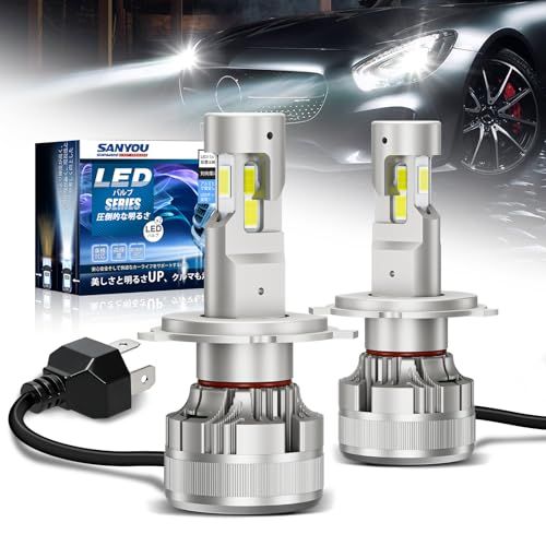 【高出力三面発光】SANYOU SUAREE H4 LED DC12V 6500K ホワイト 高出力 角度調整 ヘッドライト 三面発光 LED H4 ハイパワー LED Hi/Lo 切替 ヘッドライト H4 爆光 車検対応 H4 LED (沖縄・離島の方不可)