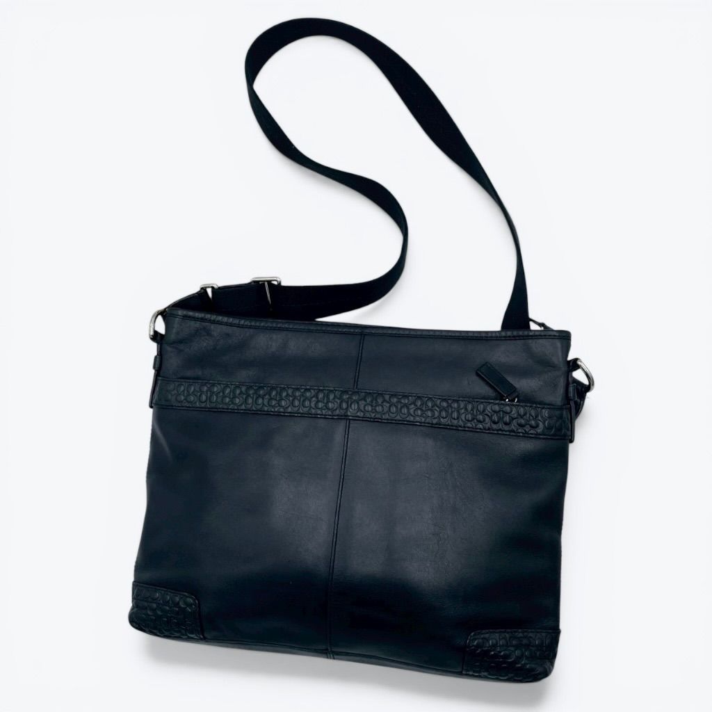 COACH コーチ レザー ショルダーバッグ ブラック 黒 本革