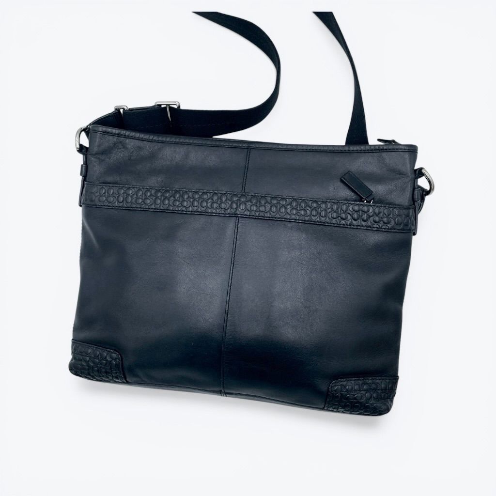 COACH コーチ レザー ショルダーバッグ ブラック 黒 本革