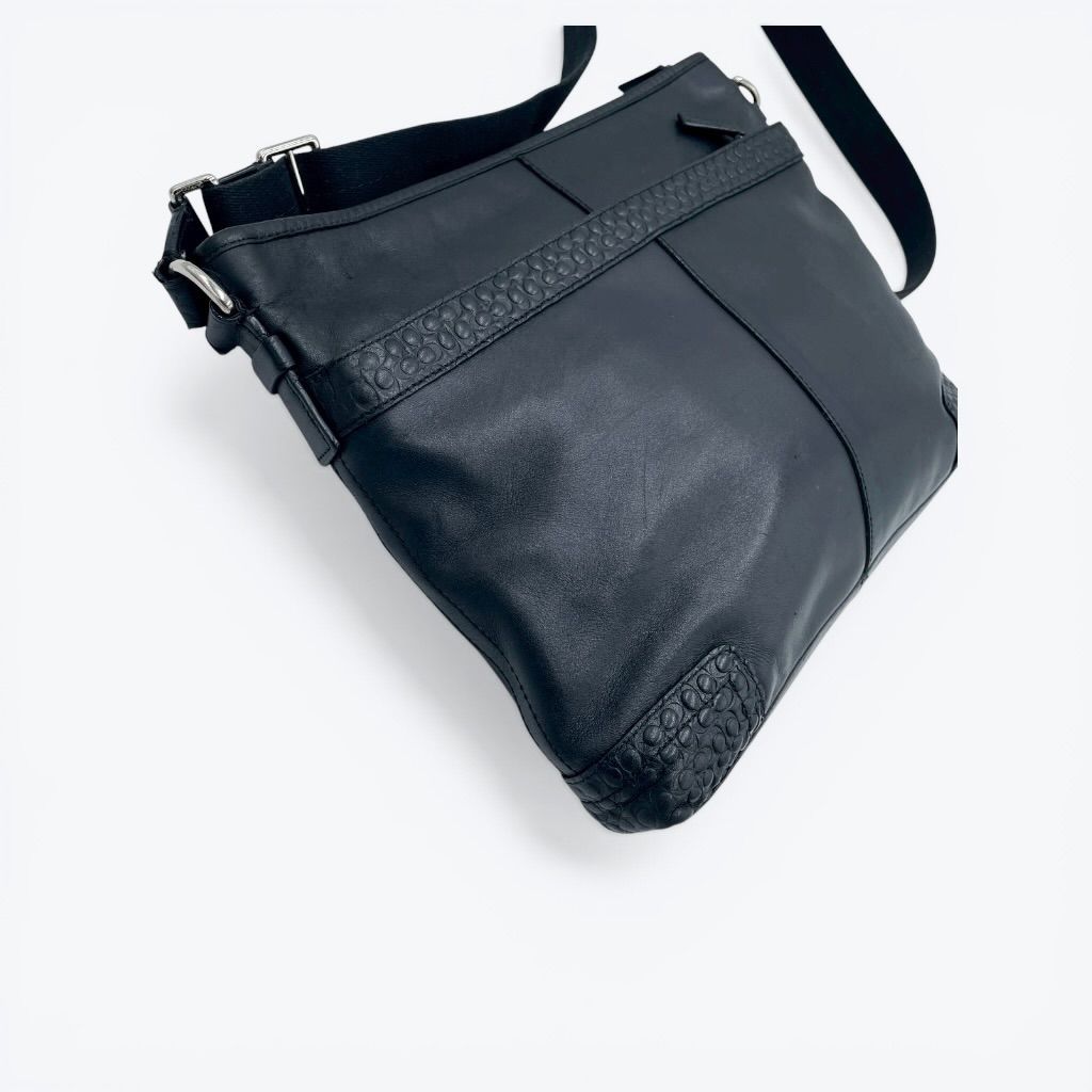 COACH コーチ レザー ショルダーバッグ ブラック 黒 本革