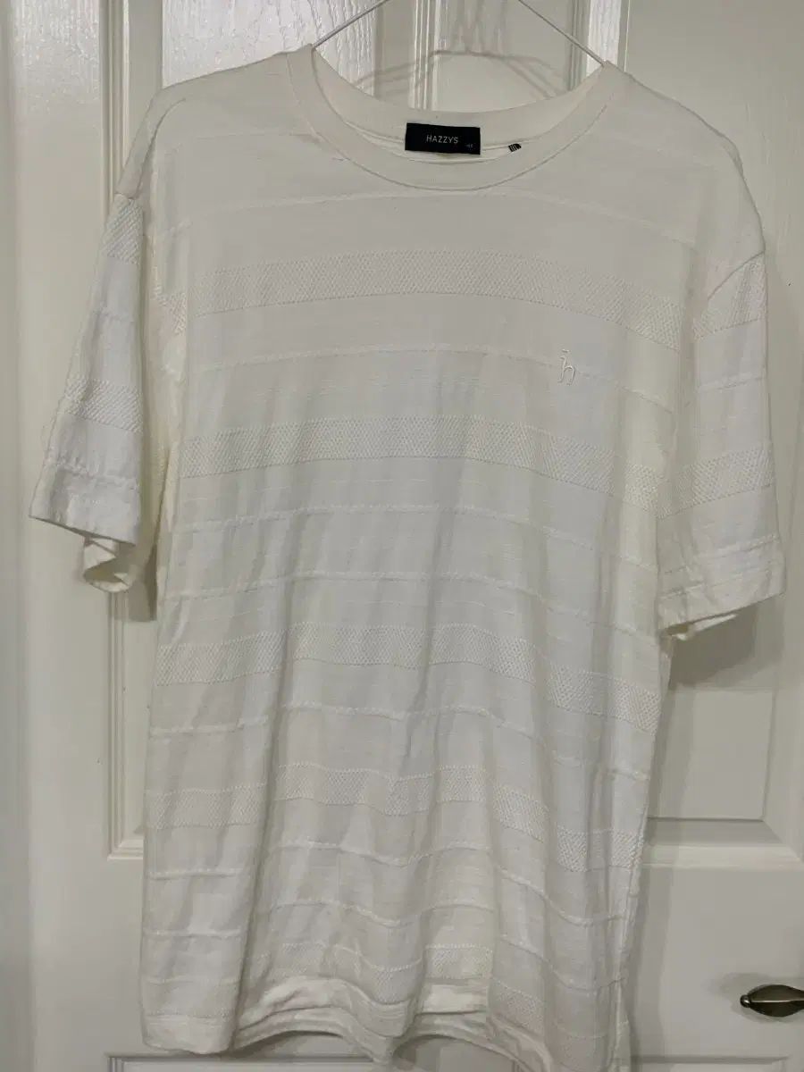 HAZZYS ヘジス 白 ストライプ 半袖 Tシャツ 105
