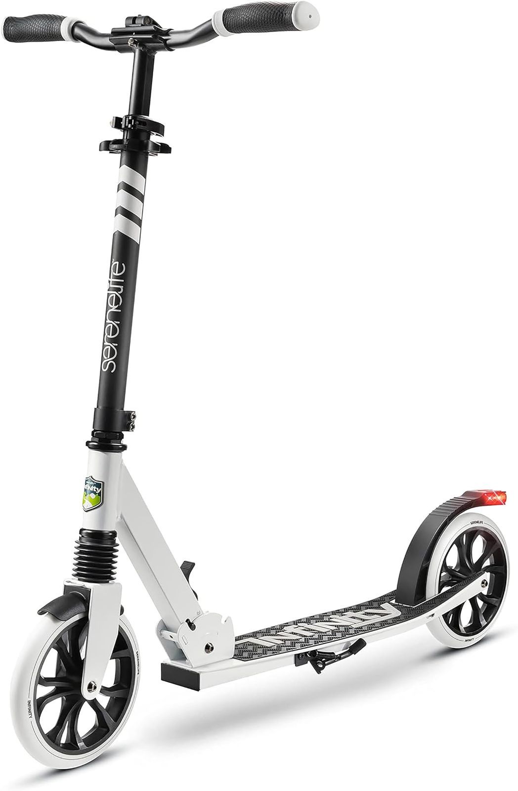 【在庫セール】ABEC-7ベアリング 8インチ大径ホイール サスペンション付き 3段階高さ調節 キックスクーター 耐荷重100kg 折りたたみ 軽量4.9kg 子供 ストラップ付 大人 通勤 キックボード 通学 SereneLife セリーンライフ