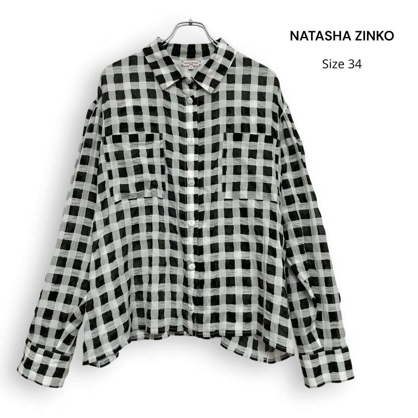 R26112/ NATASHA ZINKO ナターシャジンコ チェック 長袖 シャツ Size34