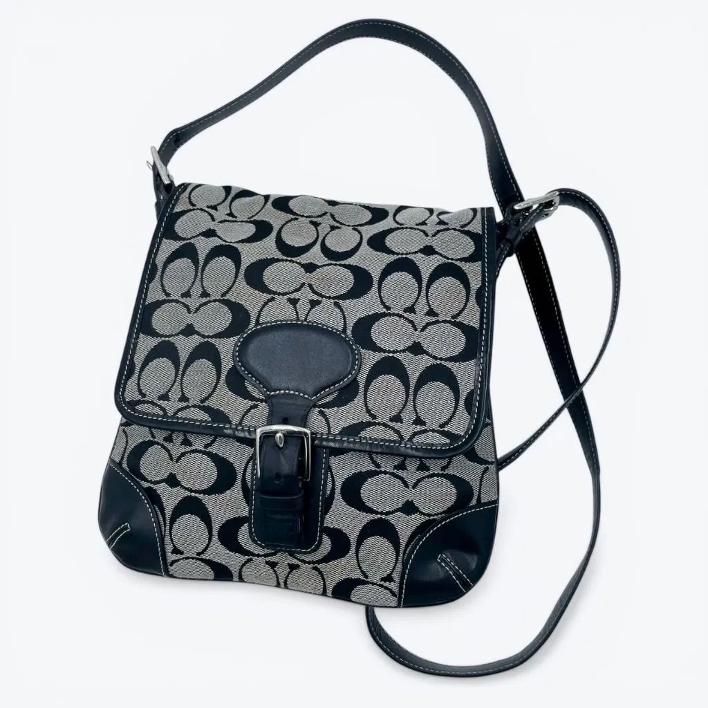 COACH コーチ シグネチャーキャンバス ショルダーバッグ グレー 総柄 