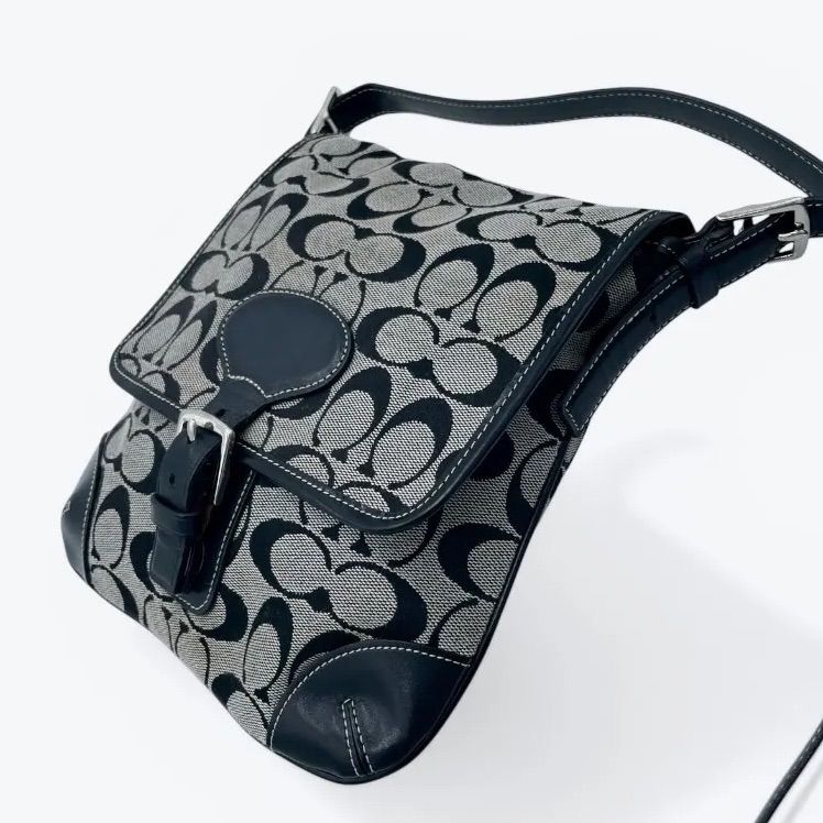 COACH コーチ シグネチャーキャンバス ショルダーバッグ グレー 総柄 
