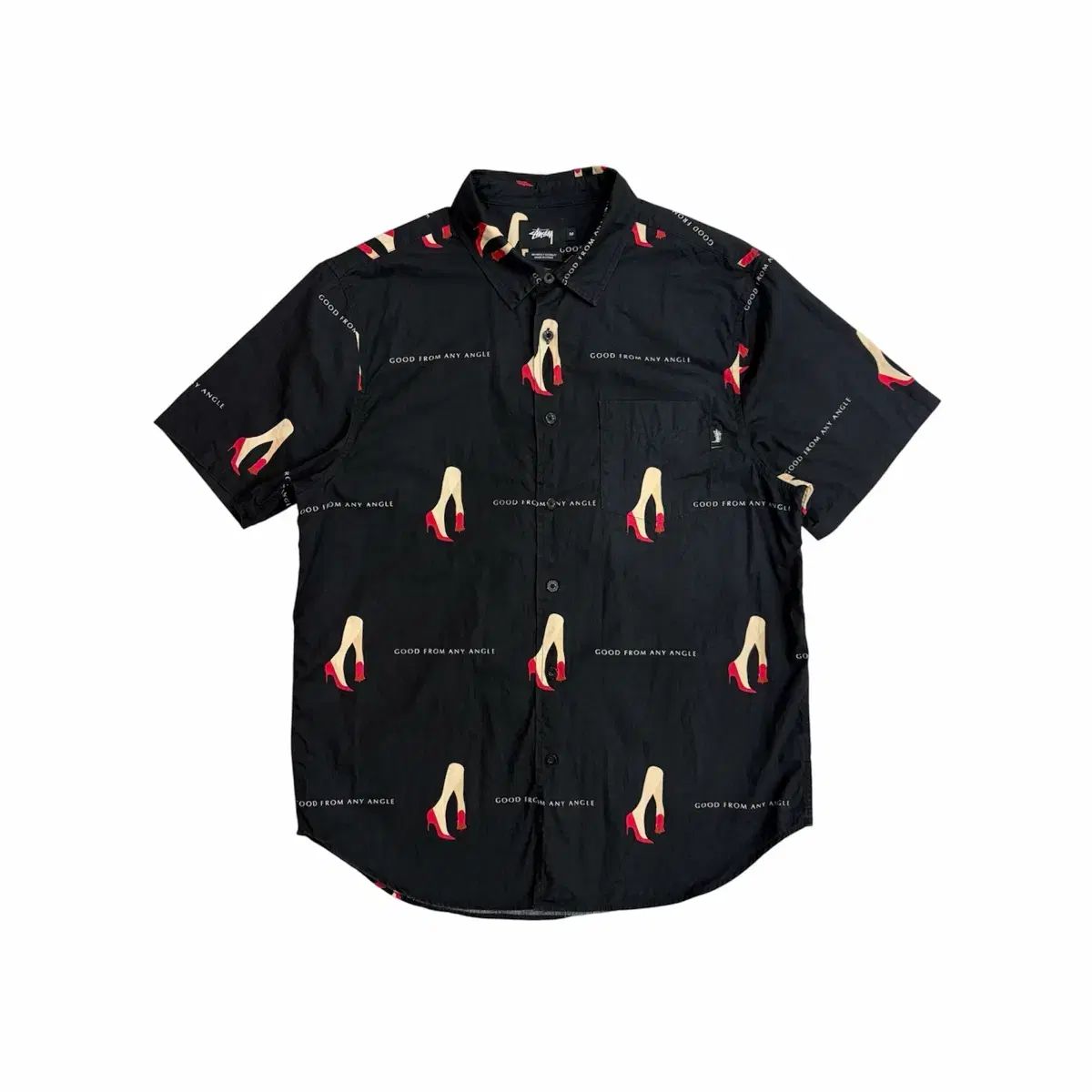 STUSSY ステューシー ブラック 良いフォーム アニー エンジェル 半袖 シャツ (M)