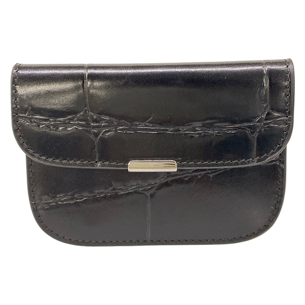 LEMAIRE(ルメール) カードケース美品 SOFT TAB CARD 黒×シルバー