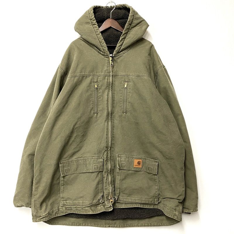 【中古品】 Carhartt カーハート SANDSTONE JACKSON HOODED COAT JACKET SHERPA LINED C95 ARG サンドストーン ジャクソンコート ジャケット メキシコ製 【146-260506-as-23-izu】