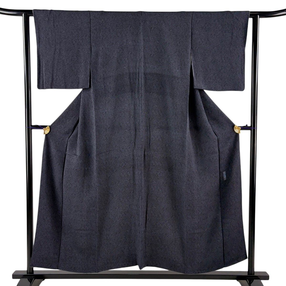 【美品】 江戸小紋 身丈152.5cm 裄丈61cm S 袷 人間国宝 中村勇二郎 落款 鳳凰 花唐草 縮緬 濃紺 正絹 逸品 【中古】