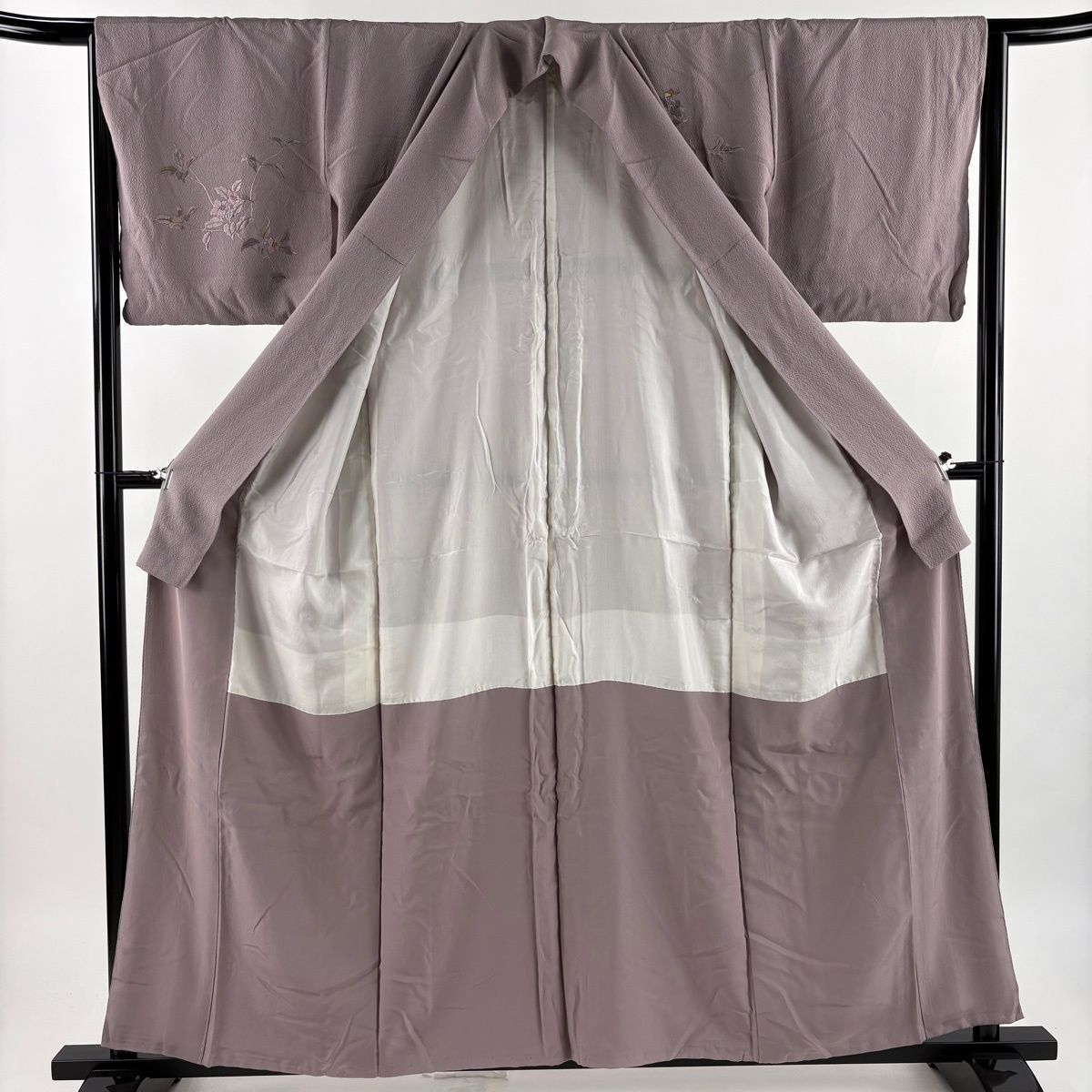 付下げ 身丈158cm 裄丈61.5cm 正絹 名品 【中古】 付下げ 身丈161cm 裄丈66cm M 袷 華文 草花 箔 刺繍 緑 正絹 名品