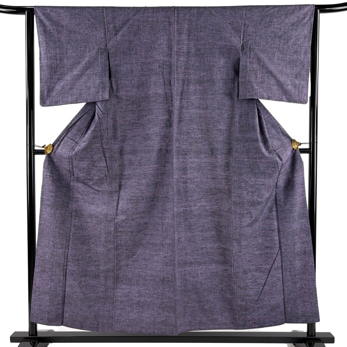 紬 身丈155.5cm 裄丈63.5cm S 単衣 証紙 紫 正絹 秀品 【中古】